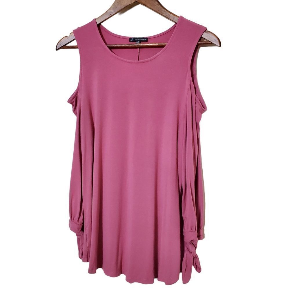 Adrianna Papell Cold Shoulder Ribbon Sleeve Pink Blouse Size Medium